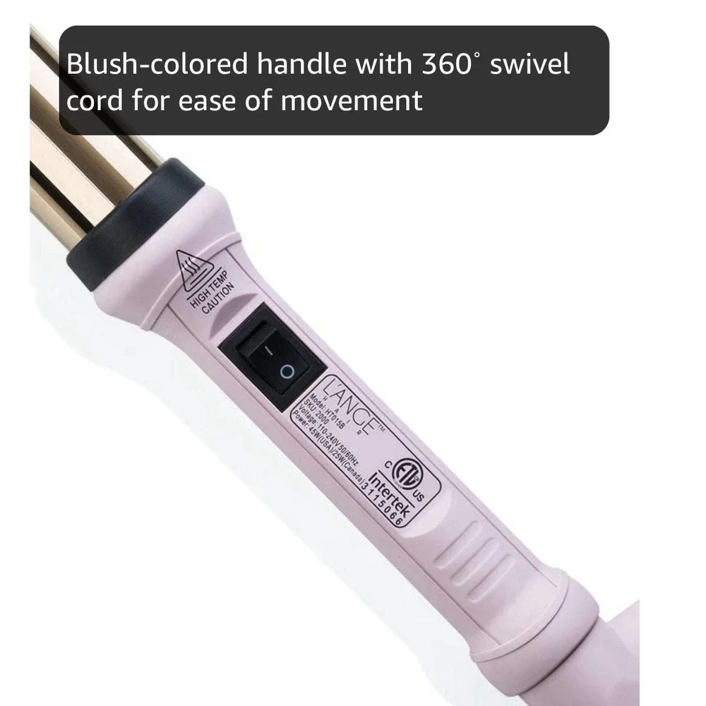 L'ange‎ Hair Ondulé Curling Wand Pink Blush 32mm Titanium Barrel Swivel Cord